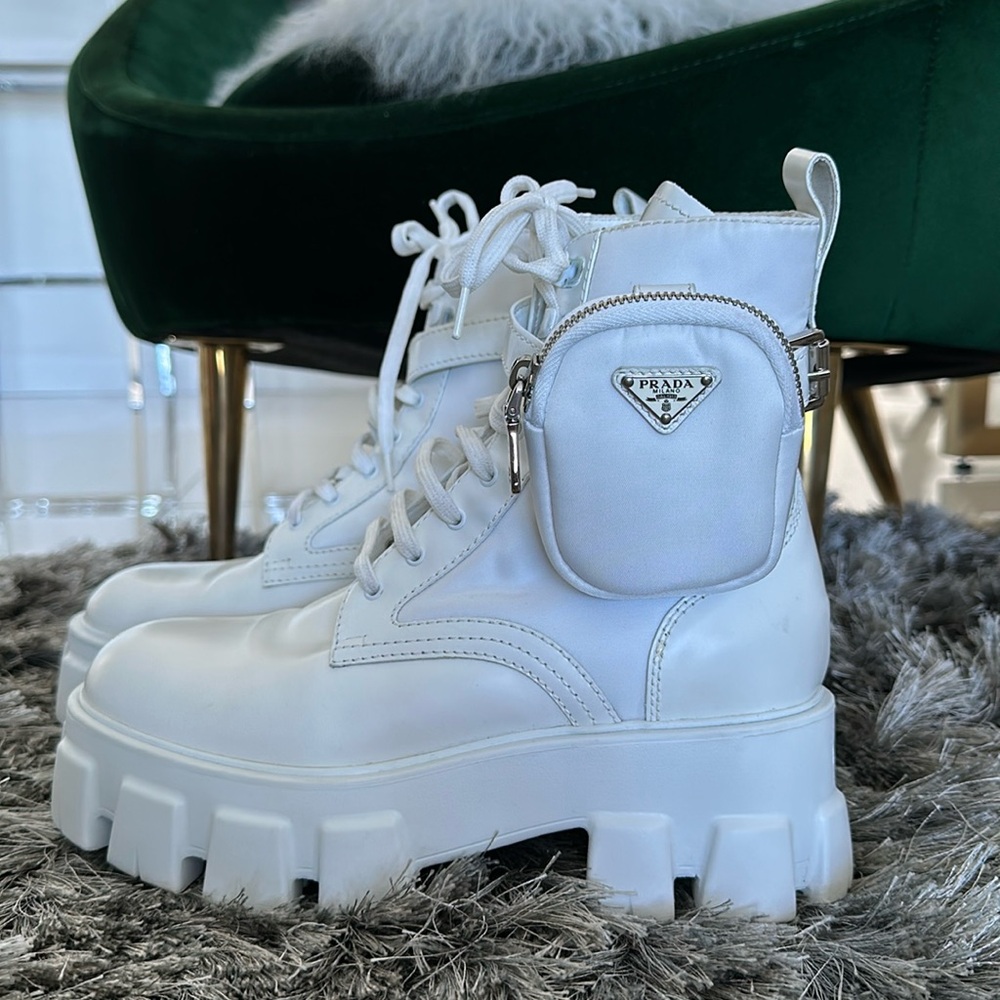 PRADA MONOLITH LEATHER BOOTS